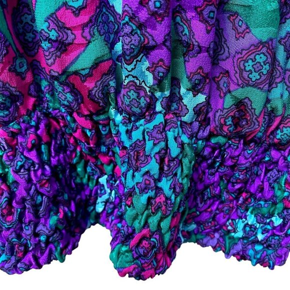 Vintage Silk Blouse Size 16 Anne Crimmins for Umi Collections 90s Purple Print - Picture 8 of 12